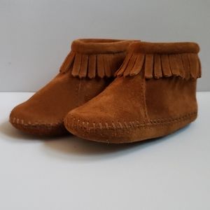 Boho brown suede toddler moccasins